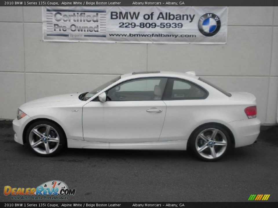 2010 BMW 1 Series 135i Coupe Alpine White / Beige Boston Leather Photo #1