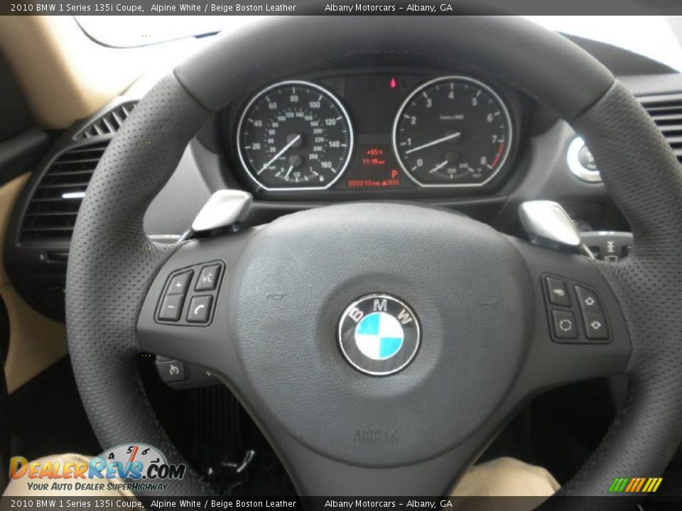 2010 BMW 1 Series 135i Coupe Alpine White / Beige Boston Leather Photo #12