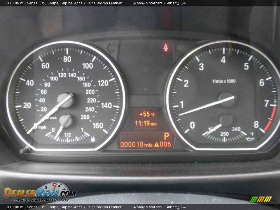 2010 BMW 1 Series 135i Coupe Alpine White / Beige Boston Leather Photo #13