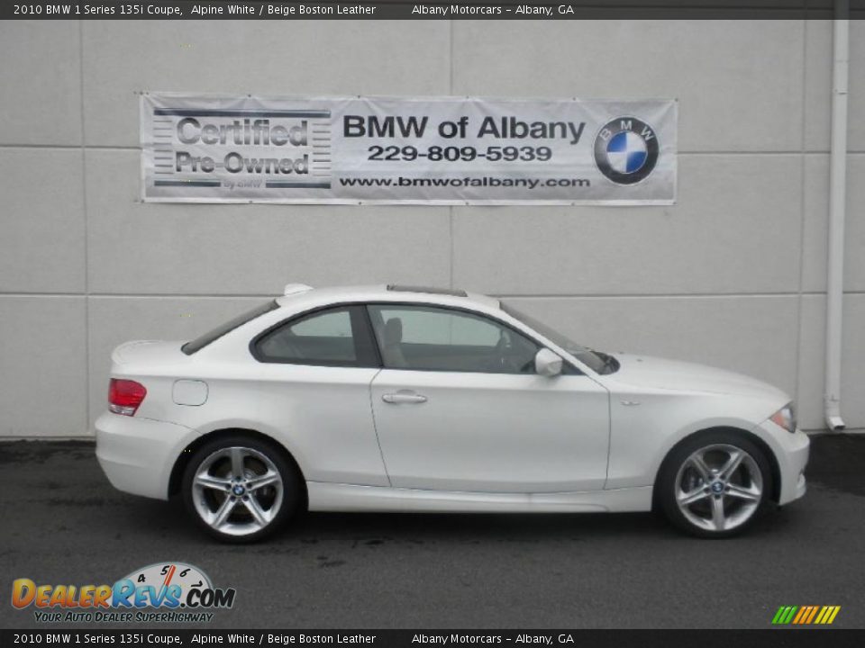 2010 BMW 1 Series 135i Coupe Alpine White / Beige Boston Leather Photo #19
