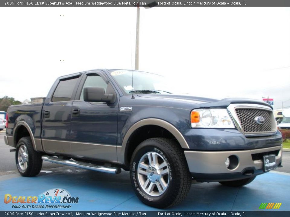 2006 Ford F150 Lariat SuperCrew 4x4 Medium Wedgewood Blue Metallic / Tan Photo #7