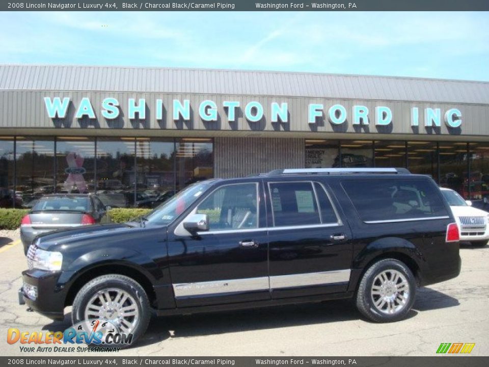 2008 Lincoln Navigator L Luxury 4x4 Black / Charcoal Black/Caramel Piping Photo #1