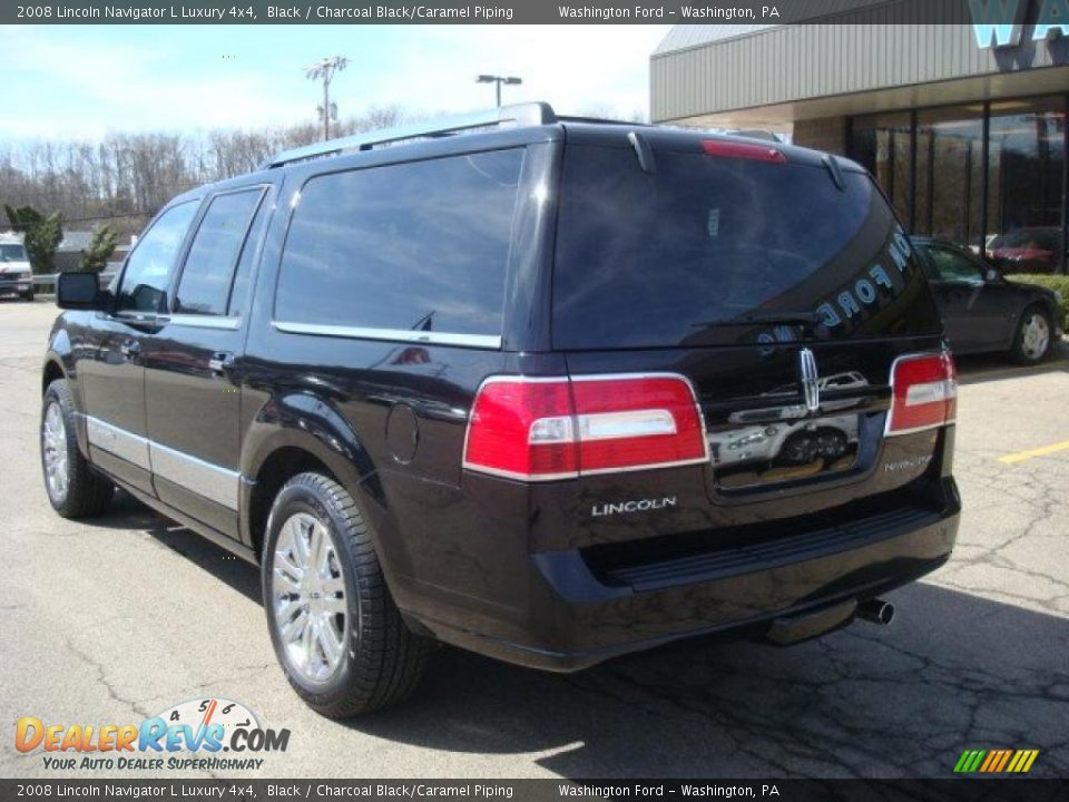 2008 Lincoln Navigator L Luxury 4x4 Black / Charcoal Black/Caramel Piping Photo #2
