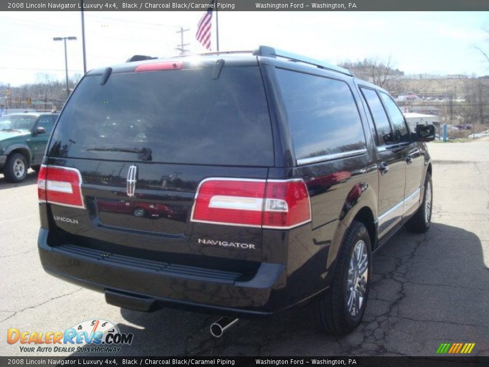 2008 Lincoln Navigator L Luxury 4x4 Black / Charcoal Black/Caramel Piping Photo #4