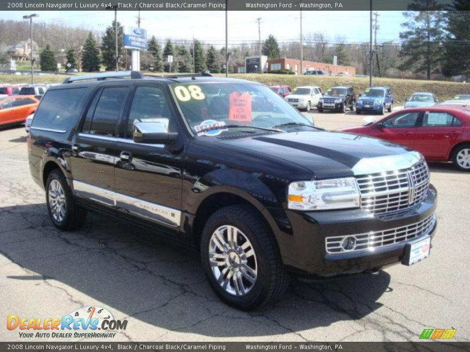 2008 Lincoln Navigator L Luxury 4x4 Black / Charcoal Black/Caramel Piping Photo #6