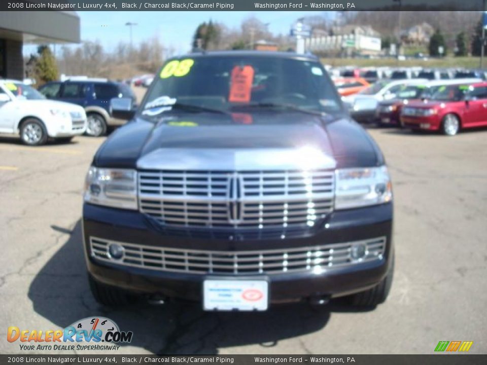2008 Lincoln Navigator L Luxury 4x4 Black / Charcoal Black/Caramel Piping Photo #10