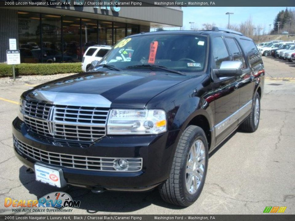 2008 Lincoln Navigator L Luxury 4x4 Black / Charcoal Black/Caramel Piping Photo #11