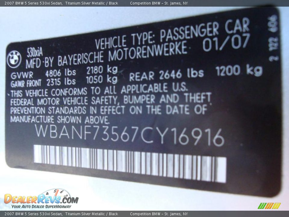 2007 BMW 5 Series 530xi Sedan Titanium Silver Metallic / Black Photo #15