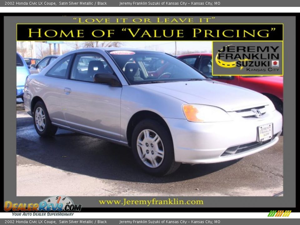 2002 Honda Civic LX Coupe Satin Silver Metallic / Black Photo #1