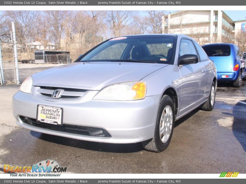2002 Honda Civic LX Coupe Satin Silver Metallic / Black Photo #3