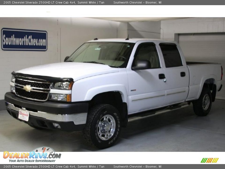 2005 Chevrolet Silverado 2500HD LT Crew Cab 4x4 Summit White / Tan Photo #1