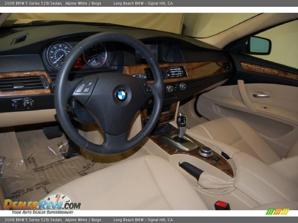 2008 BMW 5 Series 528i Sedan Alpine White / Beige Photo #18