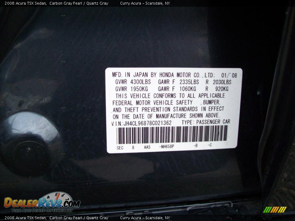 2008 Acura TSX Sedan Carbon Gray Pearl / Quartz Gray Photo #25