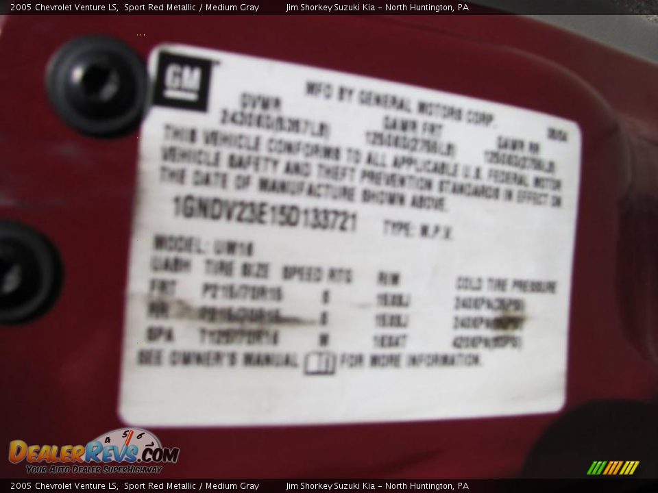 2005 Chevrolet Venture LS Sport Red Metallic / Medium Gray Photo #14