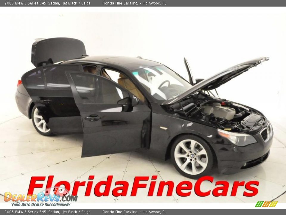 2005 BMW 5 Series 545i Sedan Jet Black / Beige Photo #7