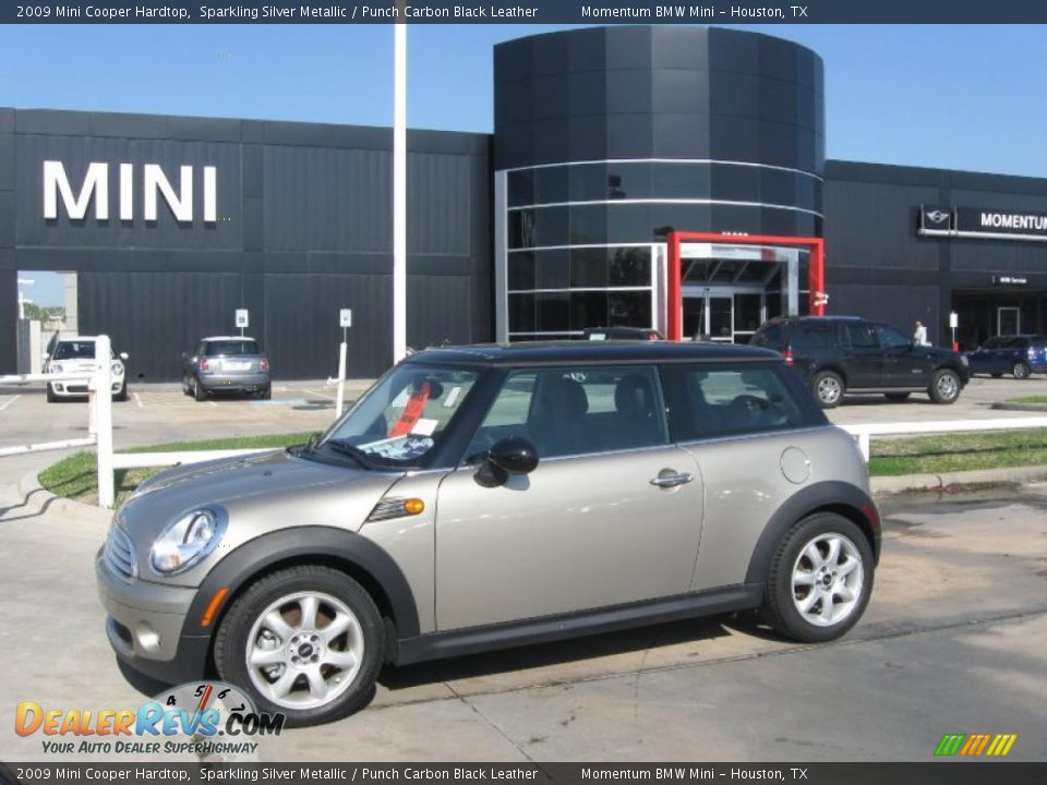2009 Mini Cooper Hardtop Sparkling Silver Metallic / Punch Carbon Black Leather Photo #1