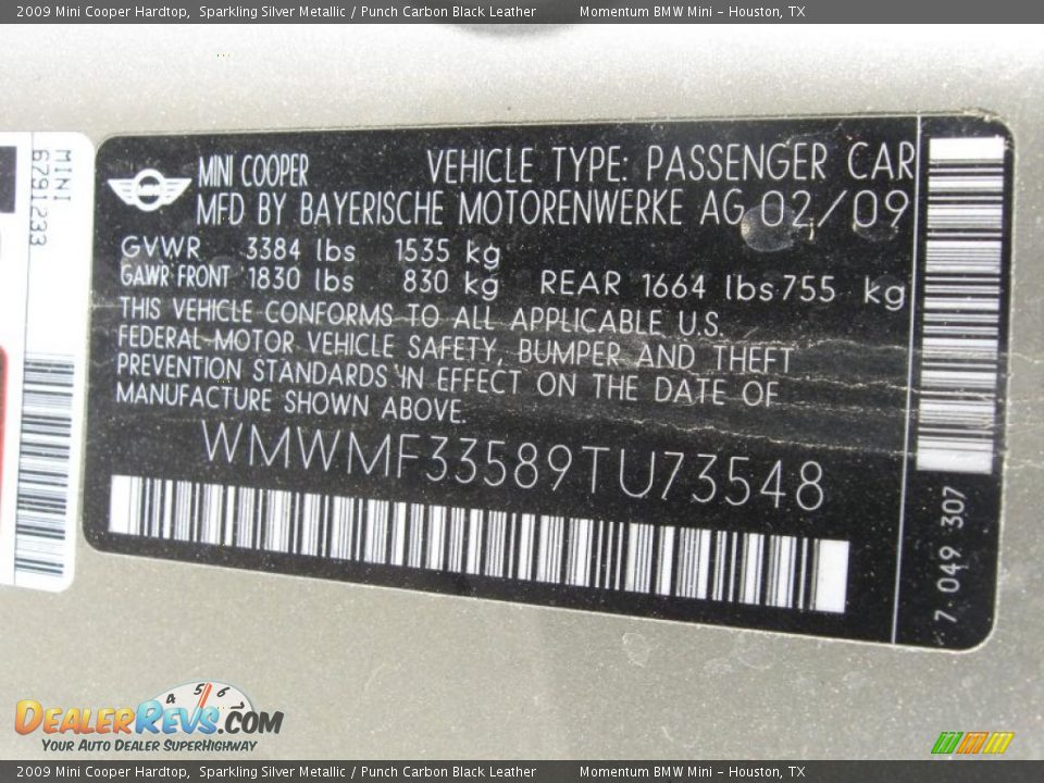 2009 Mini Cooper Hardtop Sparkling Silver Metallic / Punch Carbon Black Leather Photo #13
