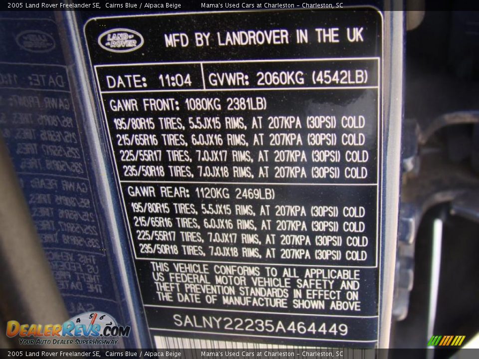 2005 Land Rover Freelander SE Cairns Blue / Alpaca Beige Photo #30