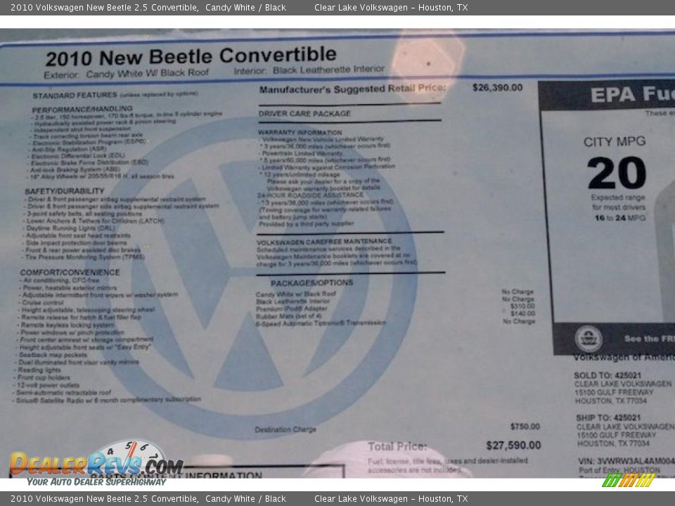 2010 Volkswagen New Beetle 2.5 Convertible Candy White / Black Photo #15