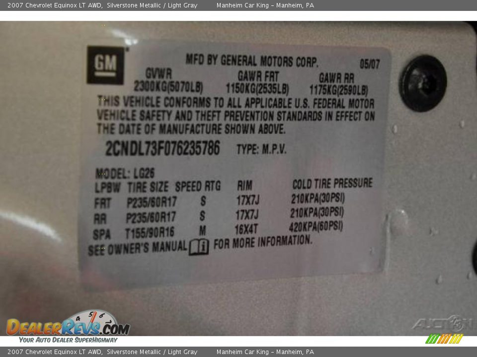 2007 Chevrolet Equinox LT AWD Silverstone Metallic / Light Gray Photo #10