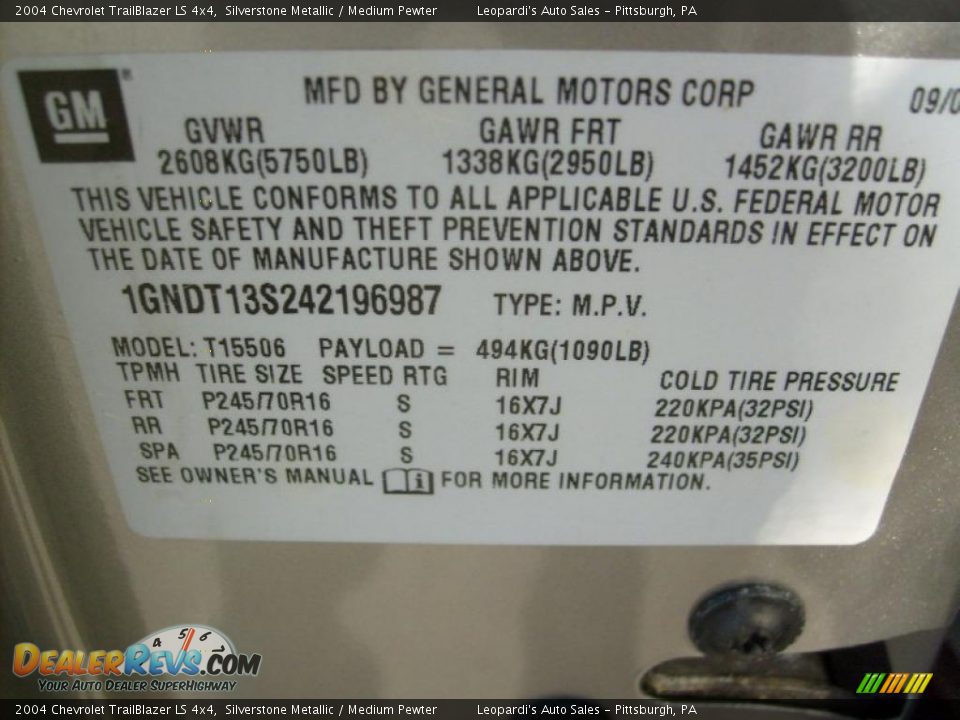 2004 Chevrolet TrailBlazer LS 4x4 Silverstone Metallic / Medium Pewter Photo #13