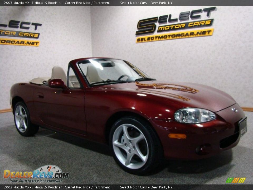 2003 Mazda MX-5 Miata LS Roadster Garnet Red Mica / Parchment Photo #3