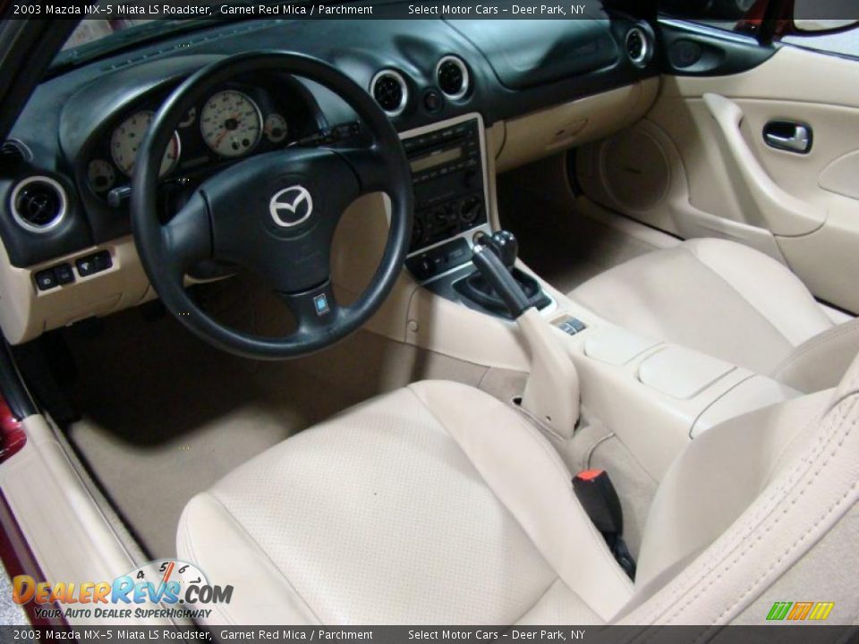 2003 Mazda MX-5 Miata LS Roadster Garnet Red Mica / Parchment Photo #9