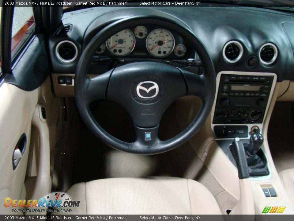 2003 Mazda MX-5 Miata LS Roadster Garnet Red Mica / Parchment Photo #10