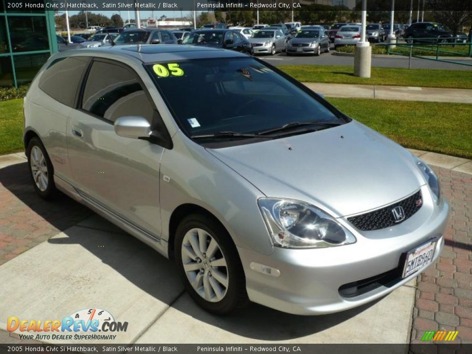 2005 Honda Civic Si Hatchback Satin Silver Metallic / Black Photo #1