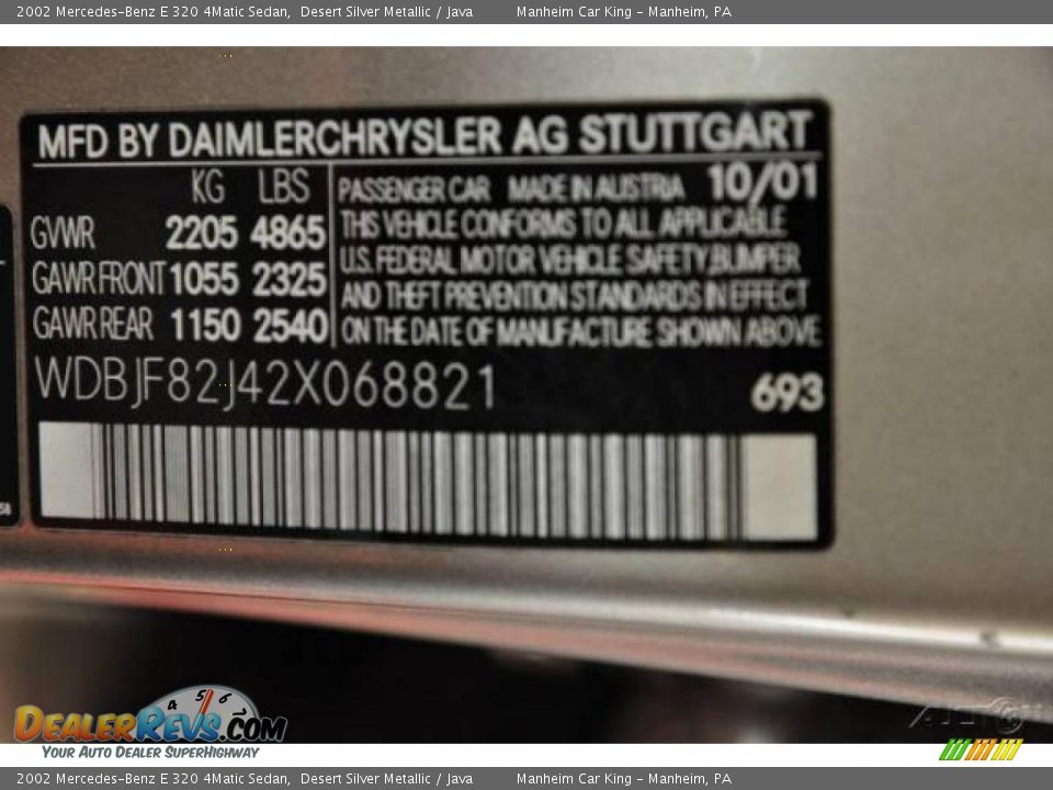 2002 Mercedes-Benz E 320 4Matic Sedan Desert Silver Metallic / Java Photo #9