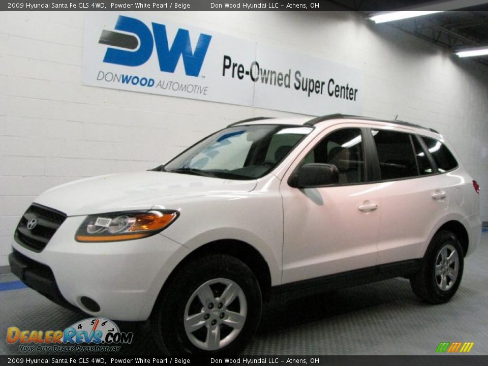 2009 Hyundai Santa Fe GLS 4WD Powder White Pearl / Beige Photo #2
