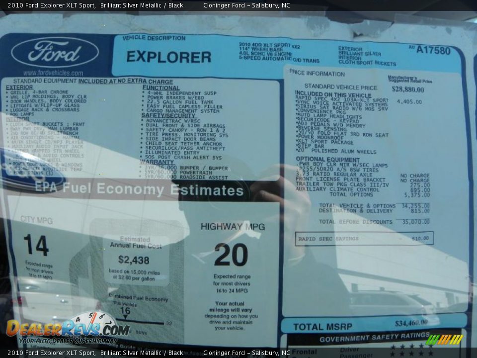 2010 Ford Explorer XLT Sport Brilliant Silver Metallic / Black Photo #14