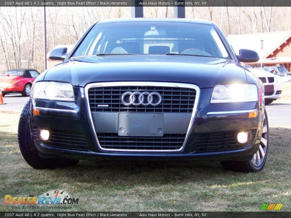 2007 Audi A8 L 4.2 quattro Night Blue Pearl Effect / Black/Amaretto Photo #2