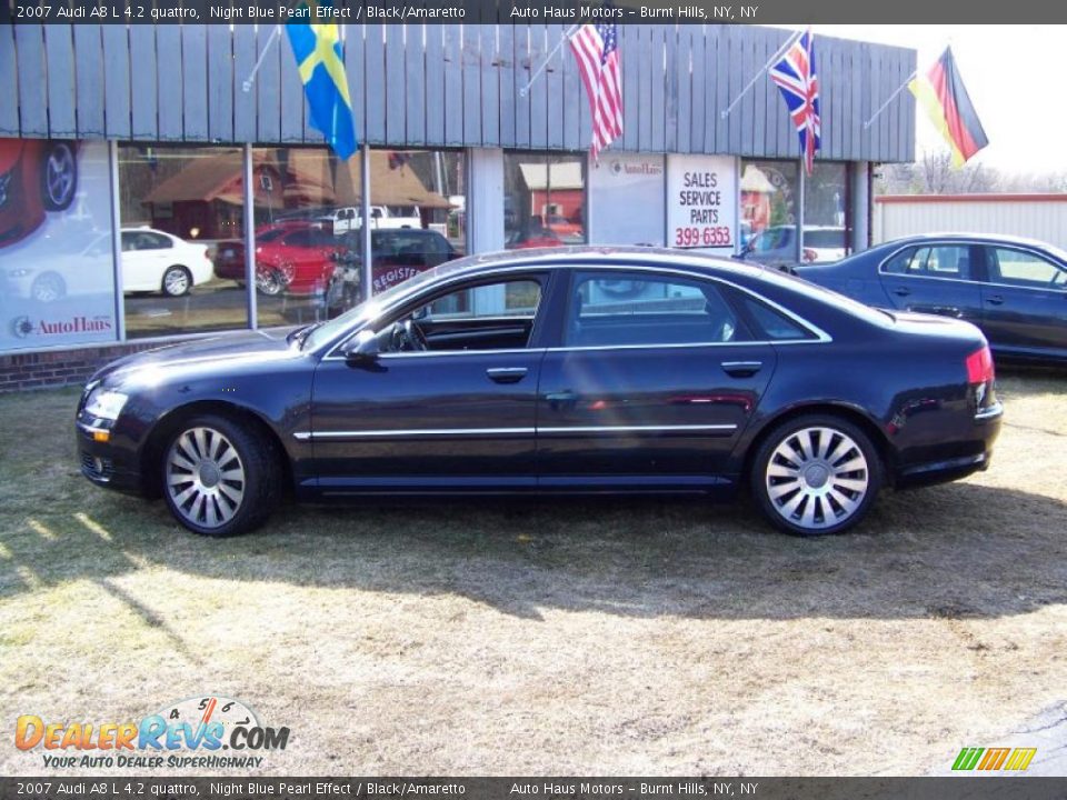 2007 Audi A8 L 4.2 quattro Night Blue Pearl Effect / Black/Amaretto Photo #8