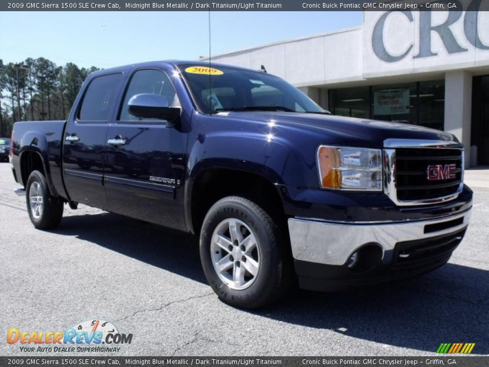 2009 GMC Sierra 1500 SLE Crew Cab Midnight Blue Metallic / Dark Titanium/Light Titanium Photo #2