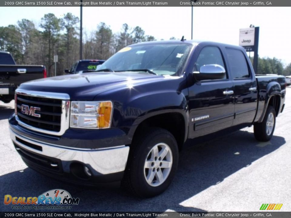 2009 GMC Sierra 1500 SLE Crew Cab Midnight Blue Metallic / Dark Titanium/Light Titanium Photo #4