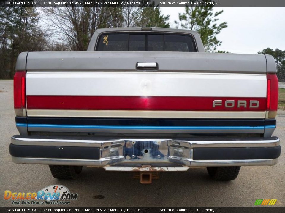 1988 Ford F150 XLT Lariat Regular Cab 4x4 Medium Silver Metallic / Regatta Blue Photo #7