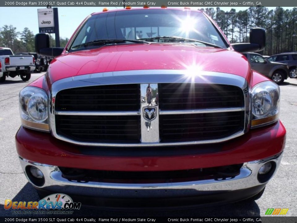 2006 Dodge Ram 3500 SLT Quad Cab 4x4 Dually Flame Red / Medium Slate Gray Photo #3