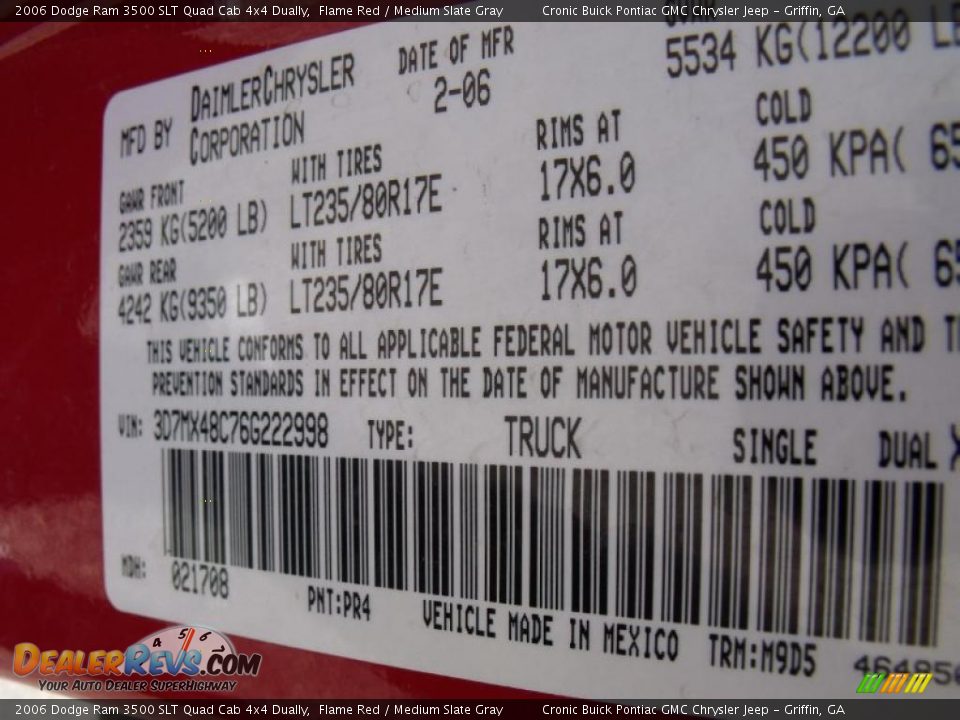 2006 Dodge Ram 3500 SLT Quad Cab 4x4 Dually Flame Red / Medium Slate Gray Photo #26