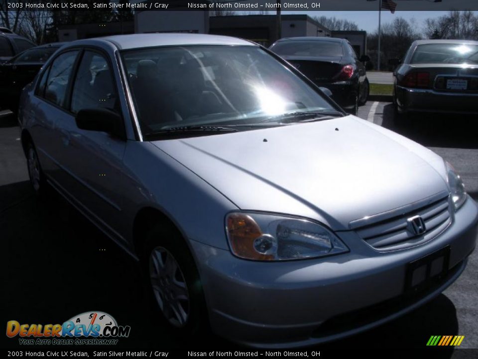 2003 Honda Civic LX Sedan Satin Silver Metallic / Gray Photo #3