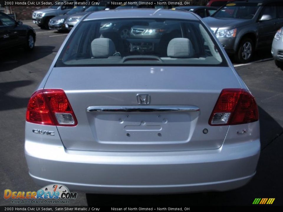 2003 Honda Civic LX Sedan Satin Silver Metallic / Gray Photo #6