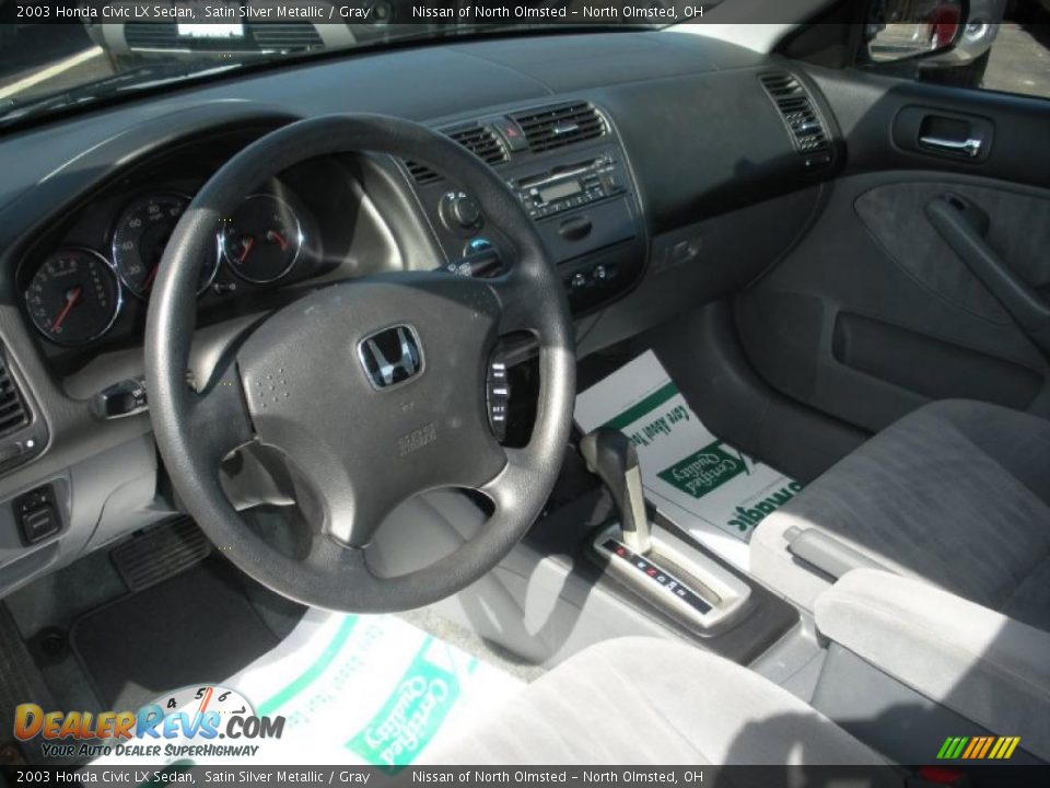 2003 Honda Civic LX Sedan Satin Silver Metallic / Gray Photo #11