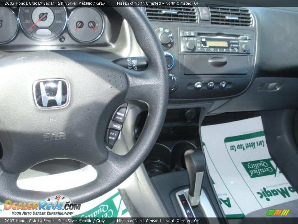 2003 Honda Civic LX Sedan Satin Silver Metallic / Gray Photo #13