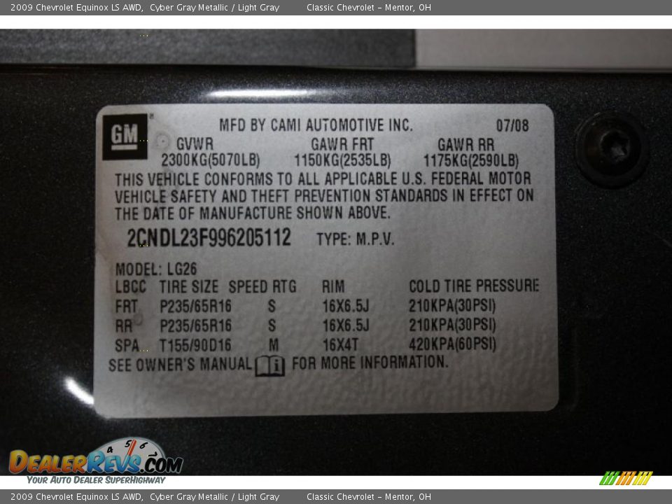 2009 Chevrolet Equinox LS AWD Cyber Gray Metallic / Light Gray Photo #24