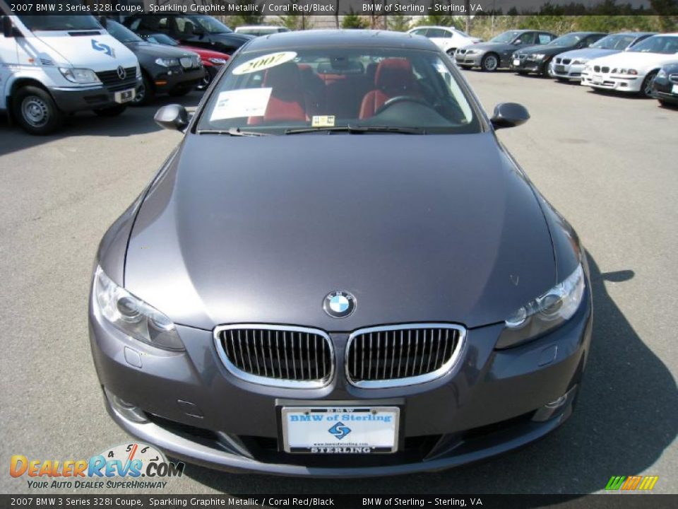 2007 BMW 3 Series 328i Coupe Sparkling Graphite Metallic / Coral Red/Black Photo #1