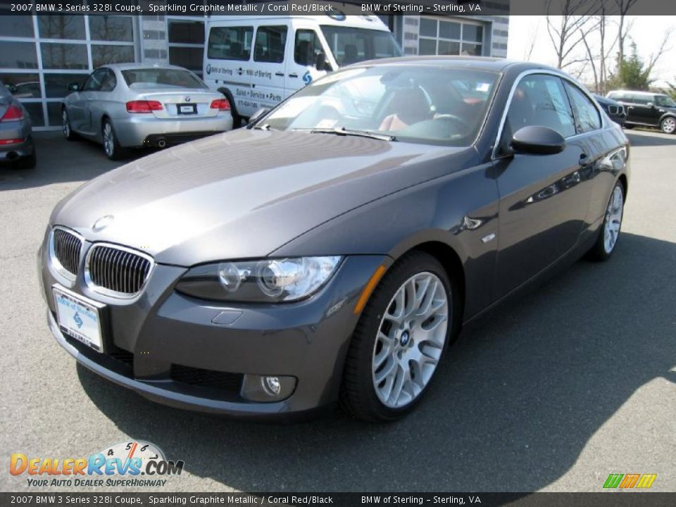 2007 BMW 3 Series 328i Coupe Sparkling Graphite Metallic / Coral Red/Black Photo #2