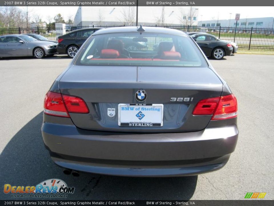 2007 BMW 3 Series 328i Coupe Sparkling Graphite Metallic / Coral Red/Black Photo #5