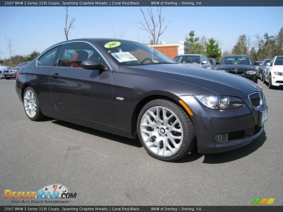 2007 BMW 3 Series 328i Coupe Sparkling Graphite Metallic / Coral Red/Black Photo #8