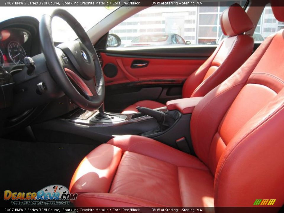 2007 BMW 3 Series 328i Coupe Sparkling Graphite Metallic / Coral Red/Black Photo #9