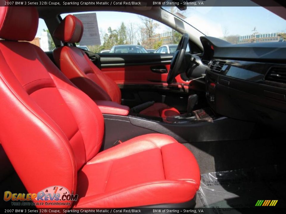 2007 BMW 3 Series 328i Coupe Sparkling Graphite Metallic / Coral Red/Black Photo #12